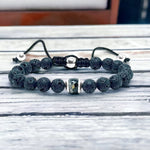 Load image into Gallery viewer, SK - UNISEX - LAVA ROCK AND OBSIDIAN WITH ASHES - bead or disk option - see photos
