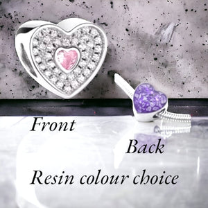little heart ashes charm bead - resin colour choice - 4 weeks
