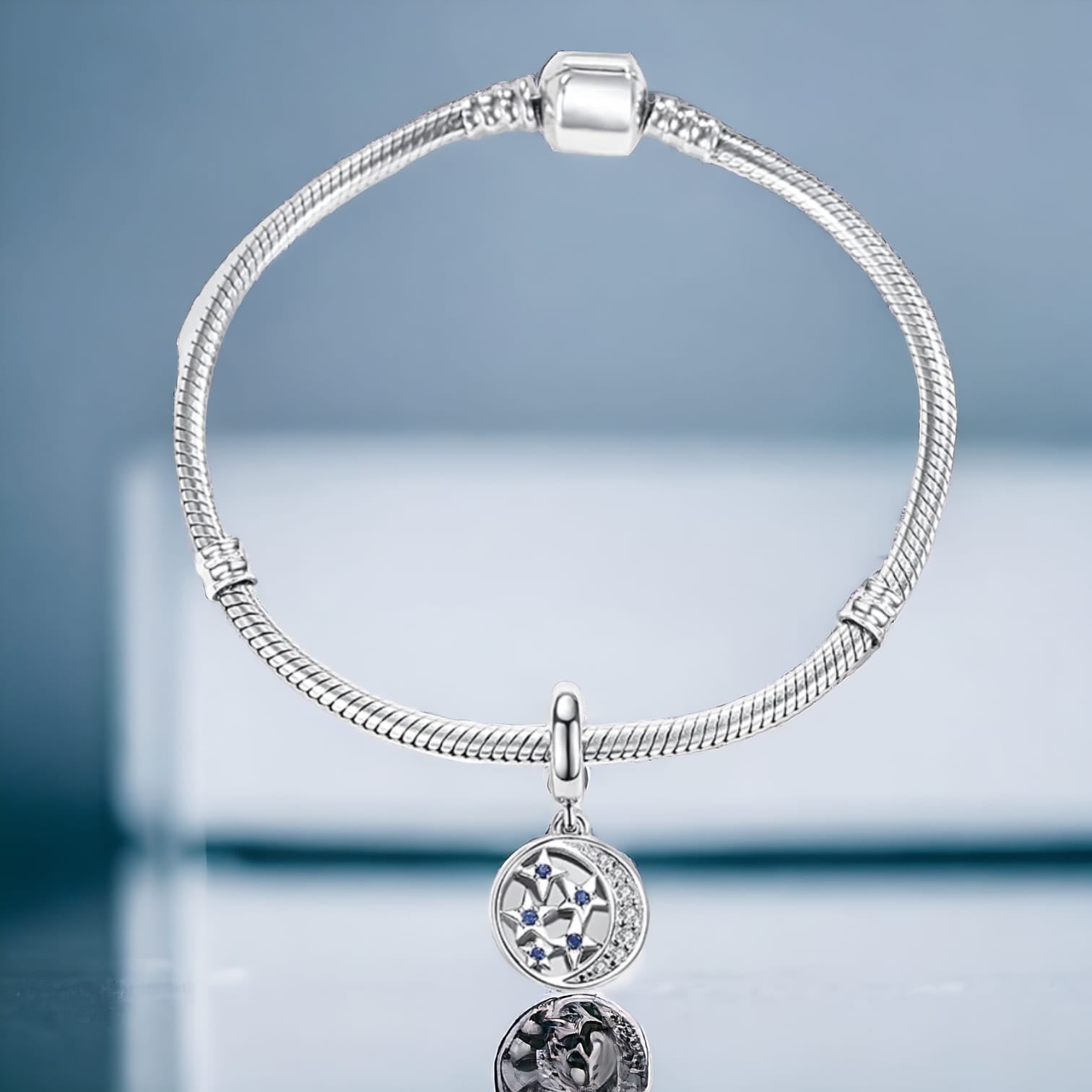Moon and stars charm for Pandora style bracelet - 3 weeks special introductory price
