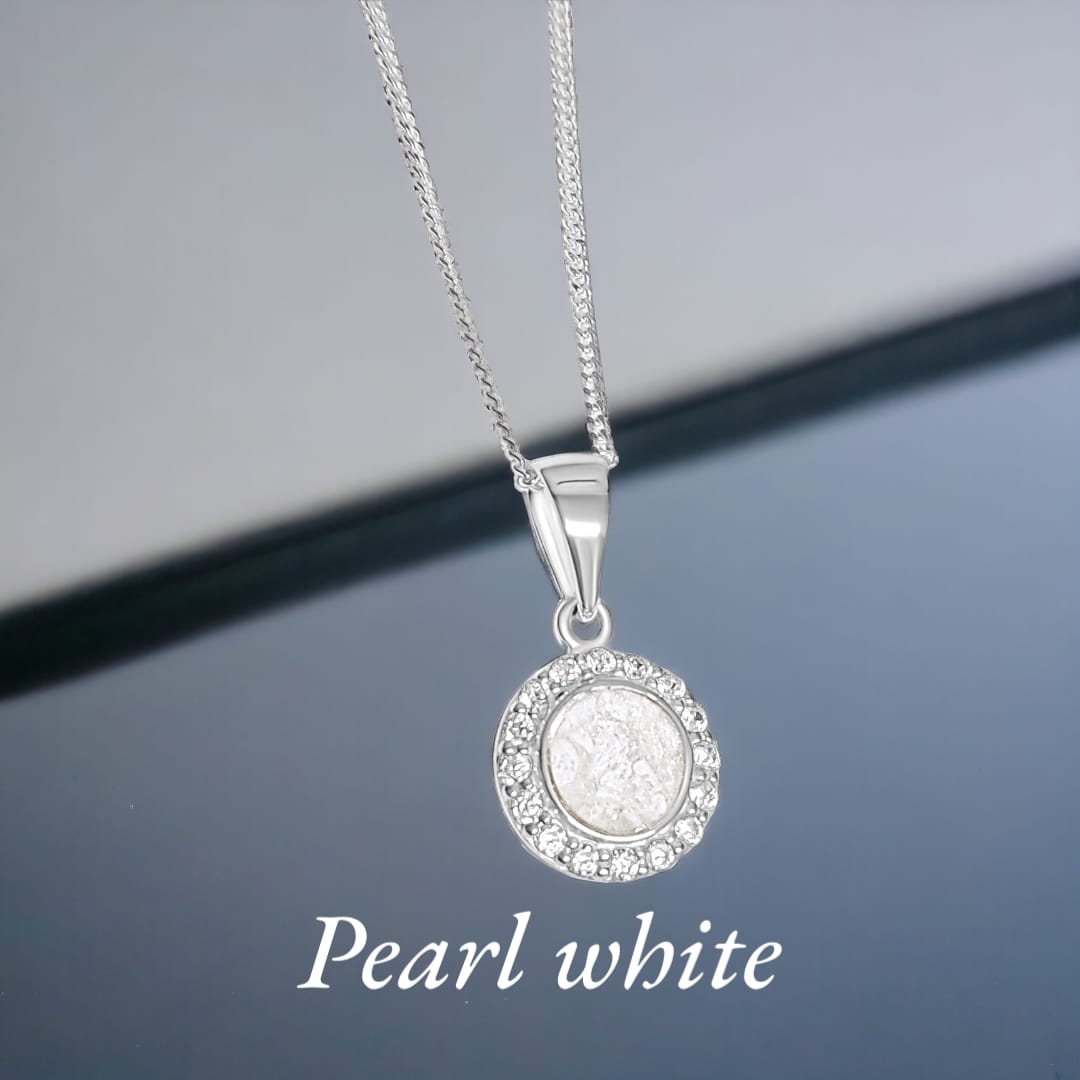 SK round Halo memorial ashes pendant - popular 2-3 weeks OFFER in the menu