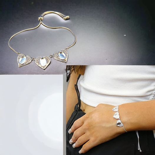 Crystal encrusted sparkly ashes heart bracelet - adjustable