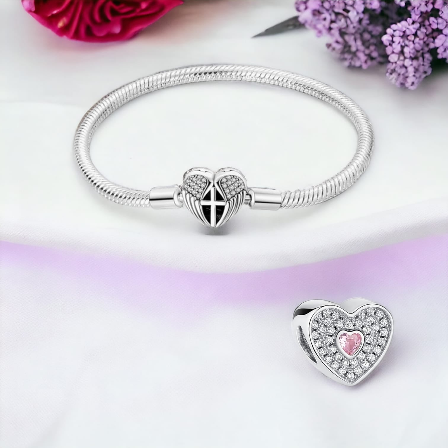 Limited time offer - ANY ashes charm bead and Angel wing charm bracelet - sterling silver
