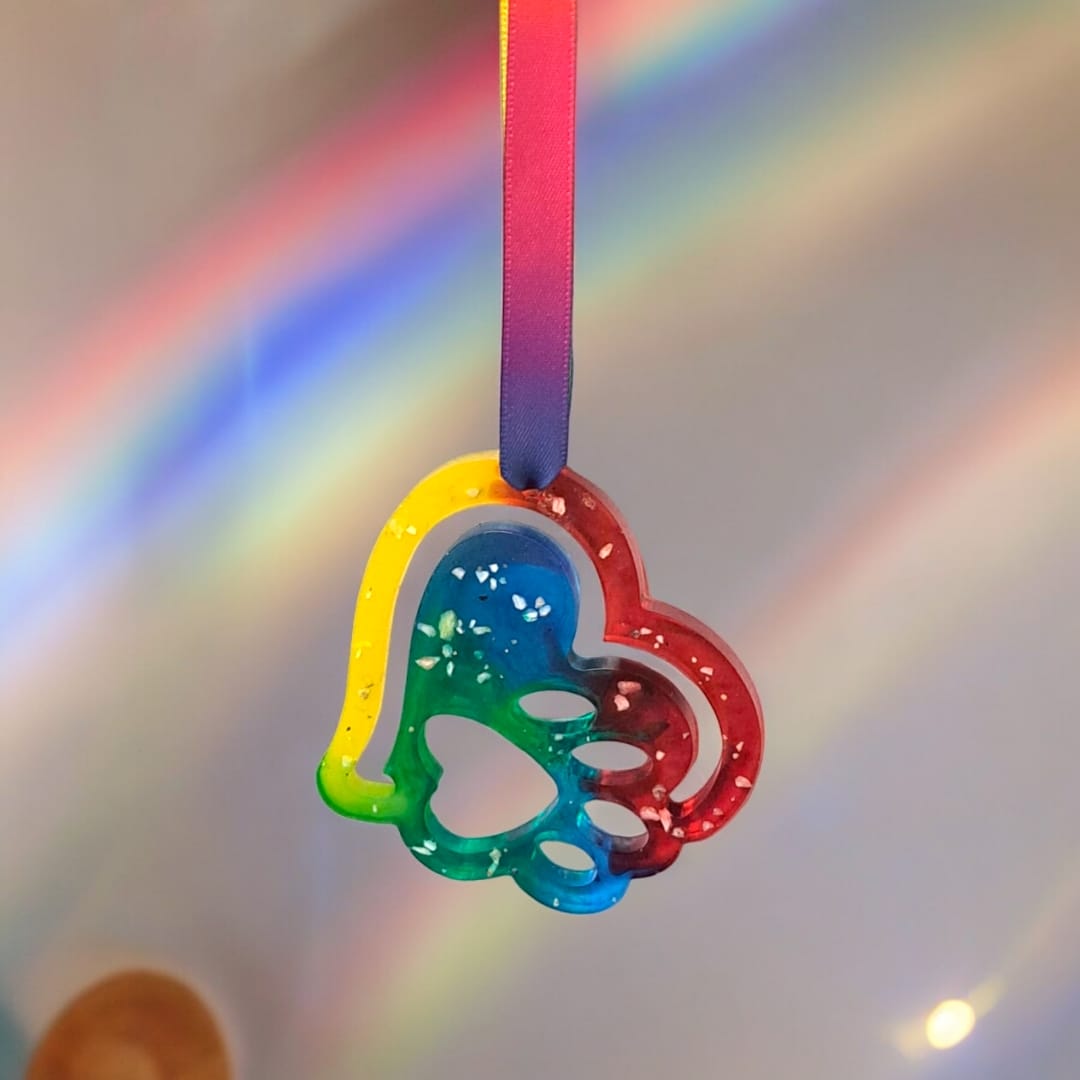 Rainbow Bridge Ashes Paw Suncatcher x 2