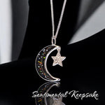 Load image into Gallery viewer, moon and stars cremation pendant ashes hair or fur keepsake jewellery
