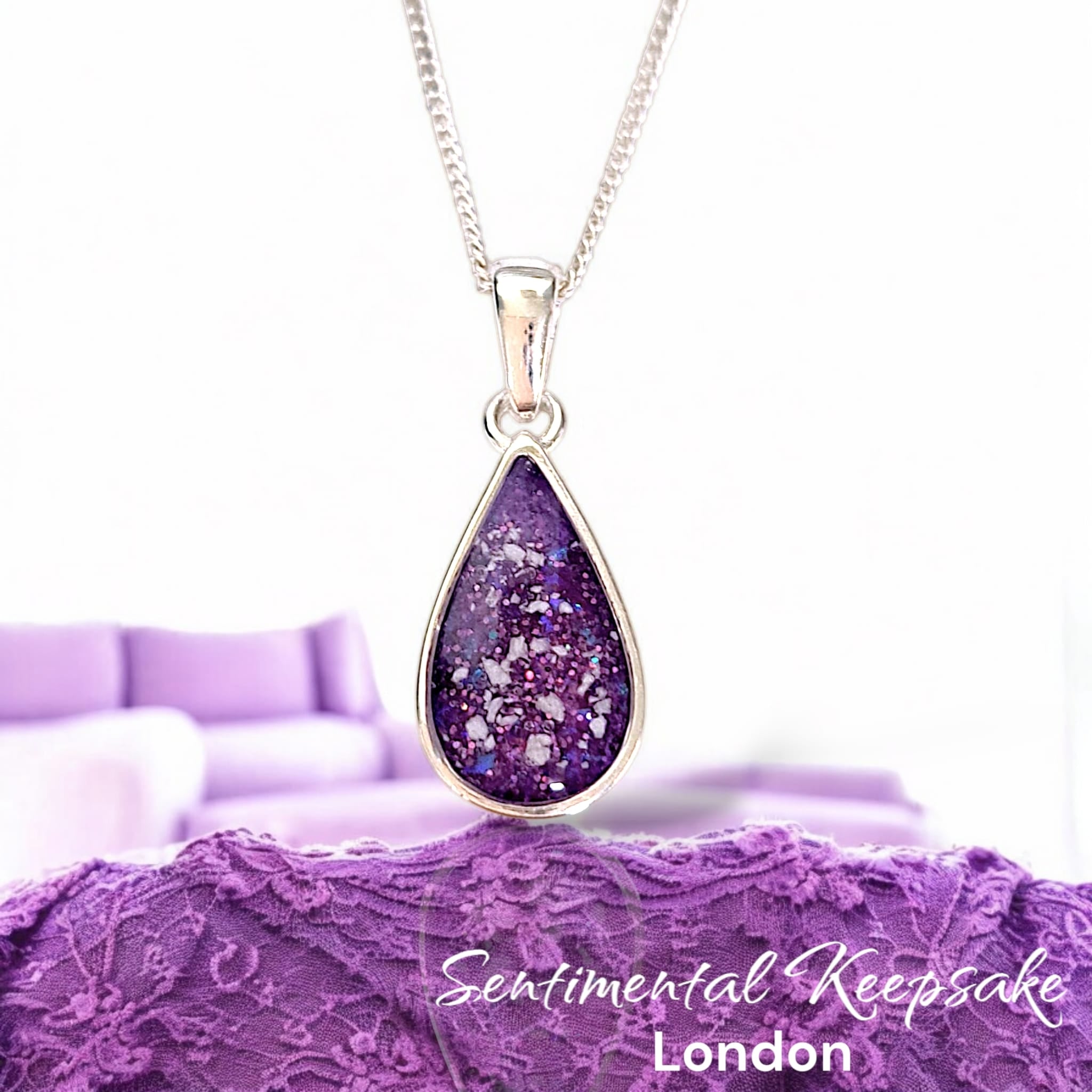 SK - Classic Tear Drop  Memorial Pendant