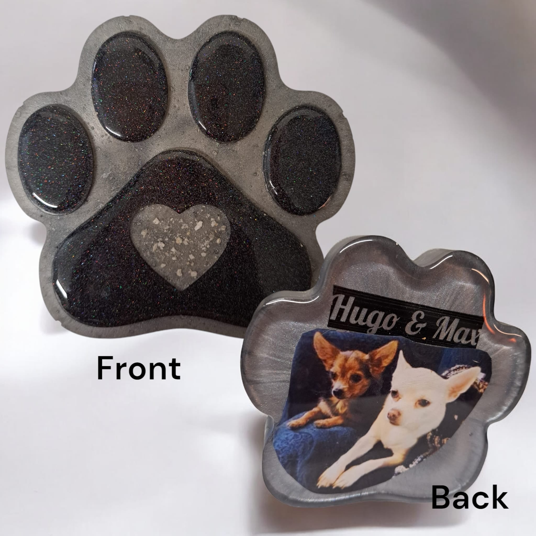 Paw Ornament With Ashes Or Fur Glow Heart & Photo - Colour Choice