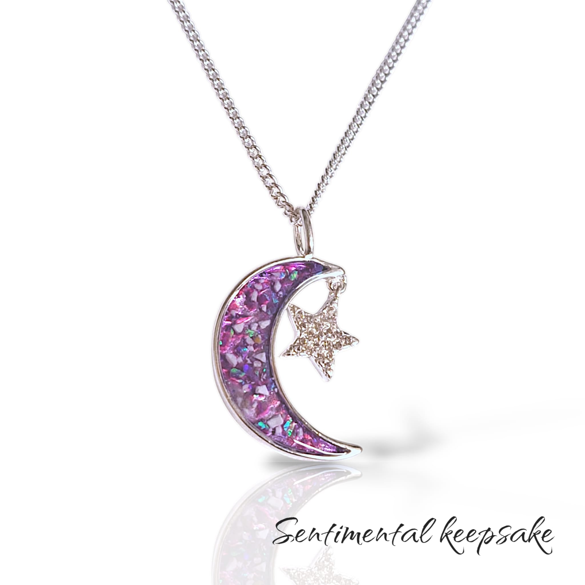 memorial ashes pendant Moon and star design