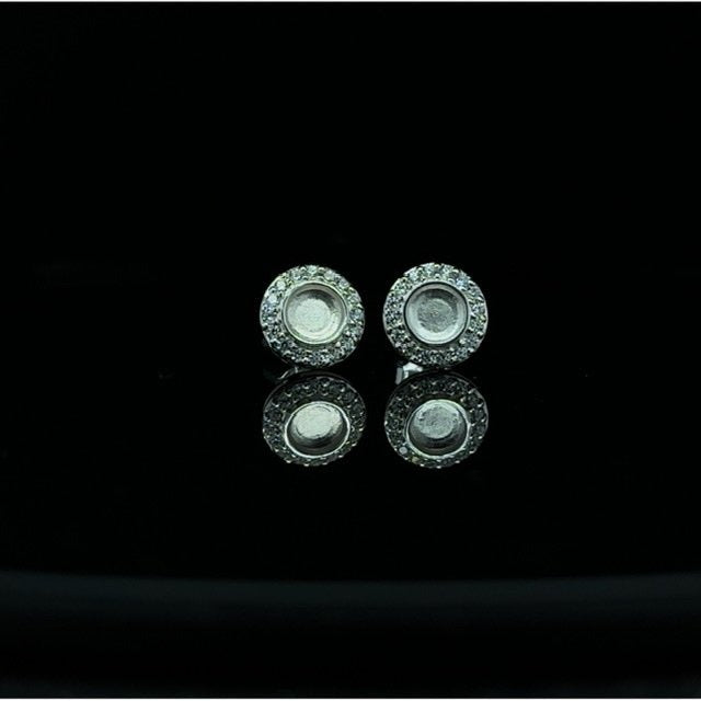 Halo round shape  - 925 sterling silver ashes earrings