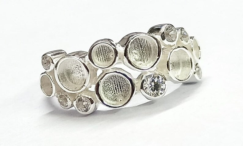 Multiple bezel - 925 sterling silver ashes ring