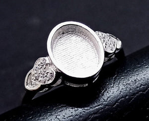 SK-  Oval and hearts 925 Sterling Solid Silver memorial ring