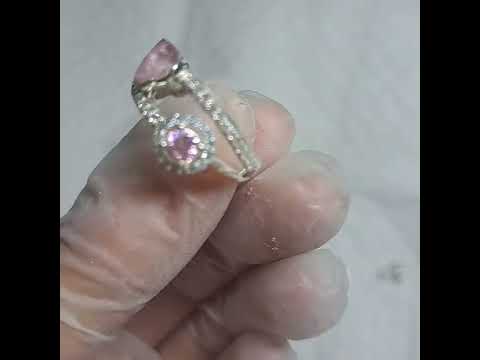 Pink and pale aqua - 925 sterling silver ashes ring - SEE VIDEO. 11 weeks