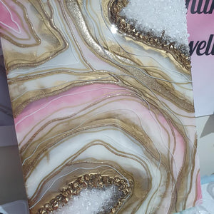 stunning Pink white and gold keepsake geode by the breastmilk artist  - SALE SEE VIDEO