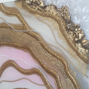 stunning Pink white and gold cremation keepsake geode