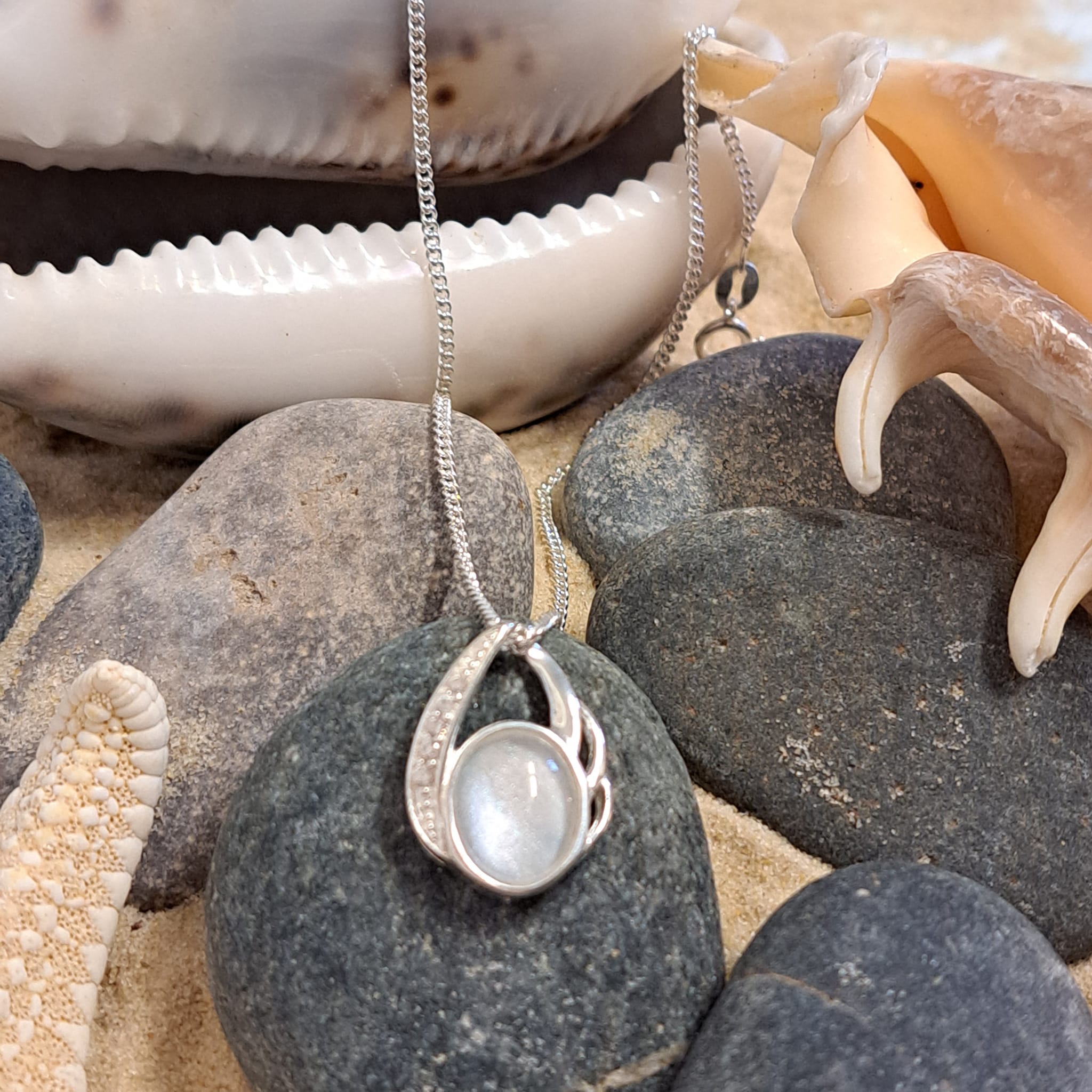 Unique cz Breastmilk pendant. (glass domed colour choice)