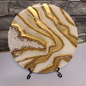 Signature white and gold ashes geode art - only one - see video.