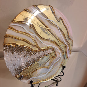 Signature pink and white ashes geode art - see video - only one