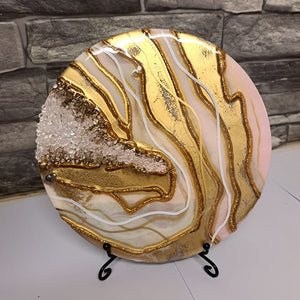 Signature pink and white ashes geode art - see video - only one