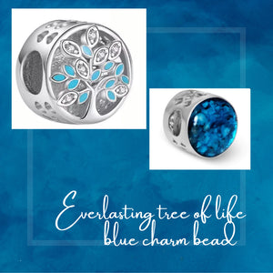SK- Blue everlasting tree of life memorial charm bead- 6 weeks