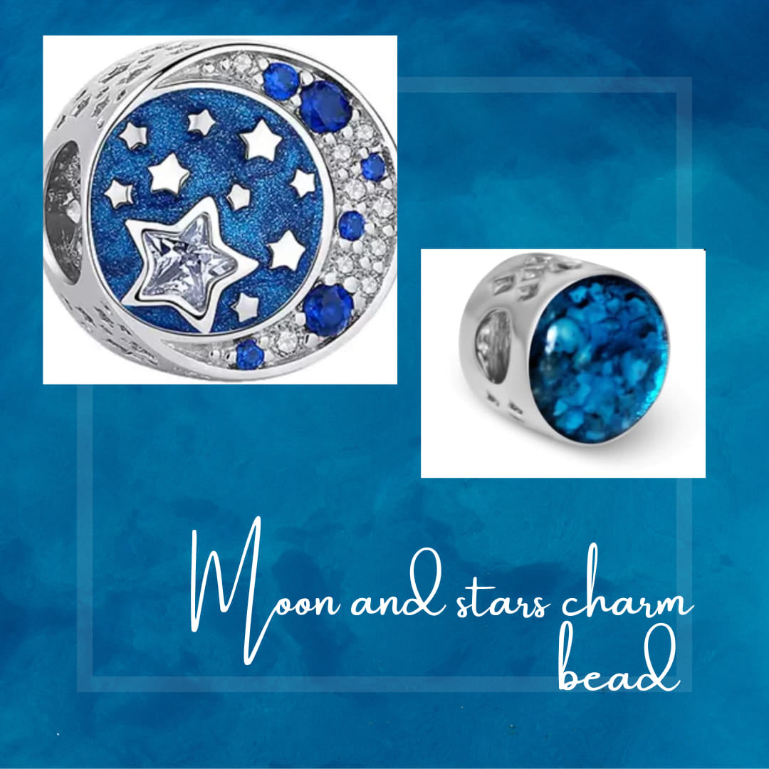SK - Moon and stars ashes charm bead - resin colour choice. 4 weeks