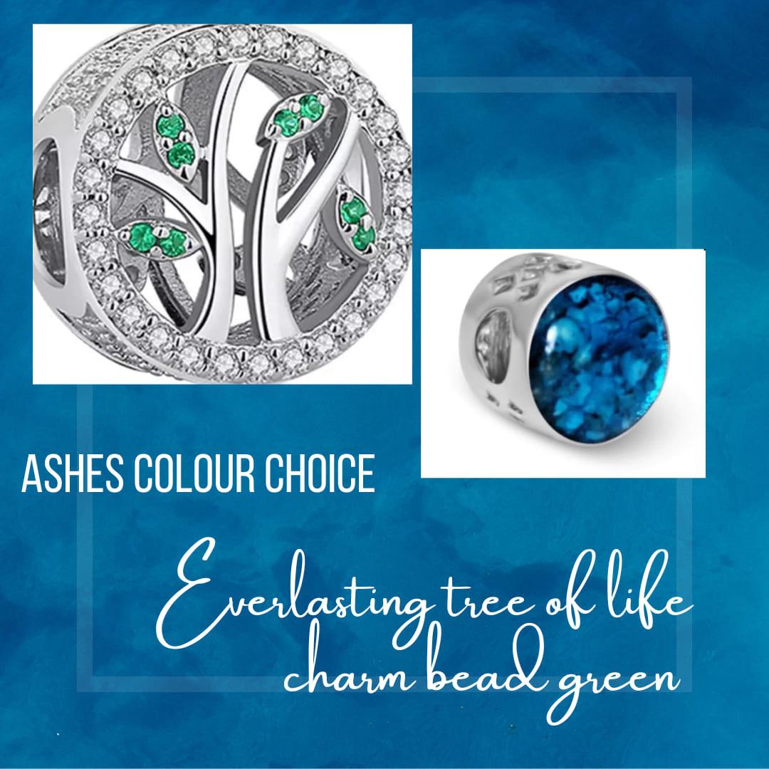 SK - green everlasting tree of life ashes charm bead - resin colour choice  - 3 weeks