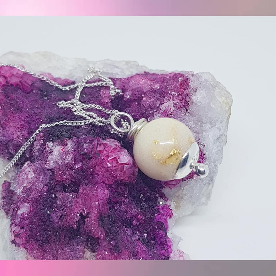 SK -  Breastmilk pearl - plain, gold, silver leaf, hair, aquamarine, amethyst or peridot gemstone